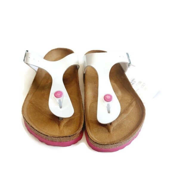 Birkenstock Gizeh Thong Sandals White Patent Sole Pink EU 35 Womens Size 4-4.5 - Picture 7 of 11